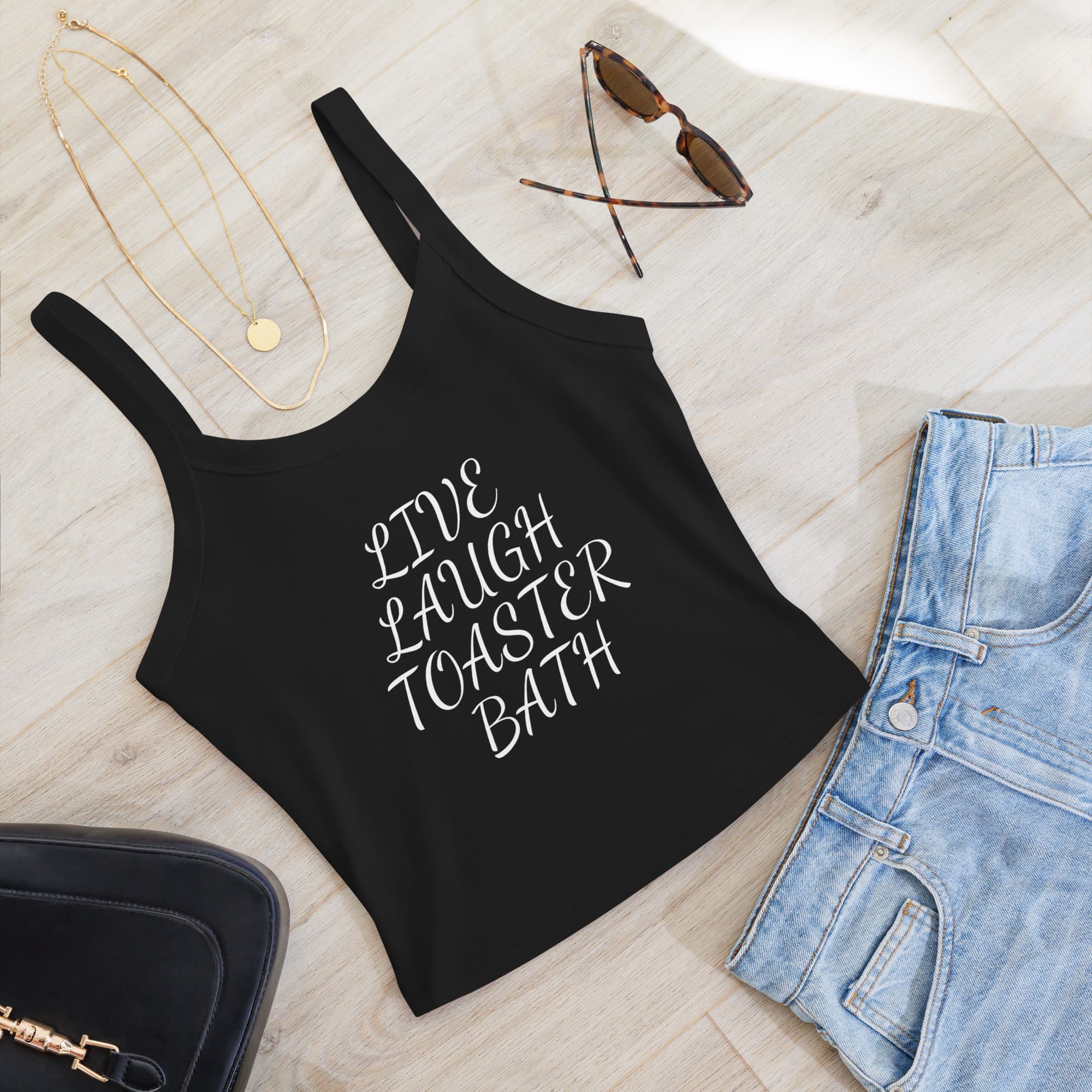 Live Laugh Toaster Bath – Women’s Micro-Rib Tank Top